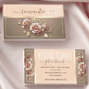 Romantisk Blommigt Ro Golden Decorative Aesthetic Visitkort