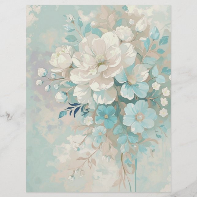 Romantisk Blommigt Scrapbook Papper - Shabby chic (Framsida)