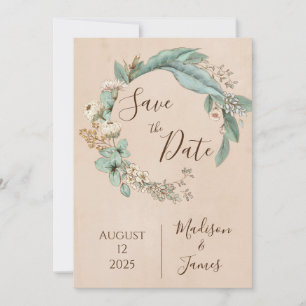 Romantisk Blommigt Script Hand plockade Chic Bröll Spara Datumet
