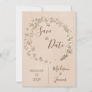 Romantisk Blommigt Script Hand plockade Chic Bröll Spara Datumet