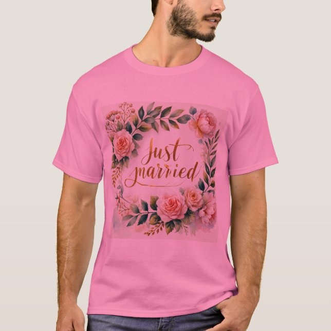 Romantisk Blommigt Utandning Ny gifta Manar Tshirt T Shirt (Framsida)