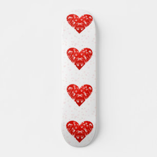 Romantisk Blommigt Valentine Heart Mini Skateboard Bräda 18,5 Cm