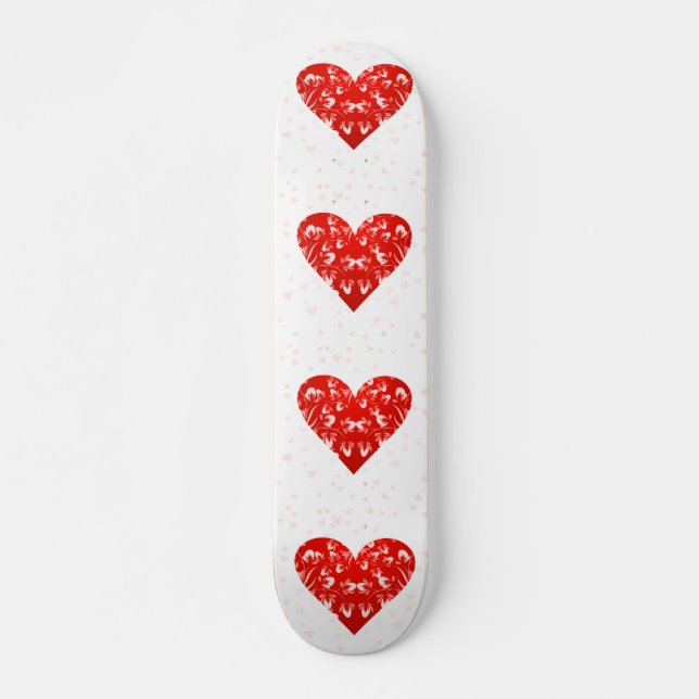 Romantisk Blommigt Valentine Heart Mini Skateboard Bräda 18,5 Cm (Framsida)