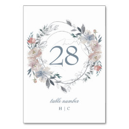 Romantisk Blommigt Vattenandningsfärg Monogram Bordsnummer