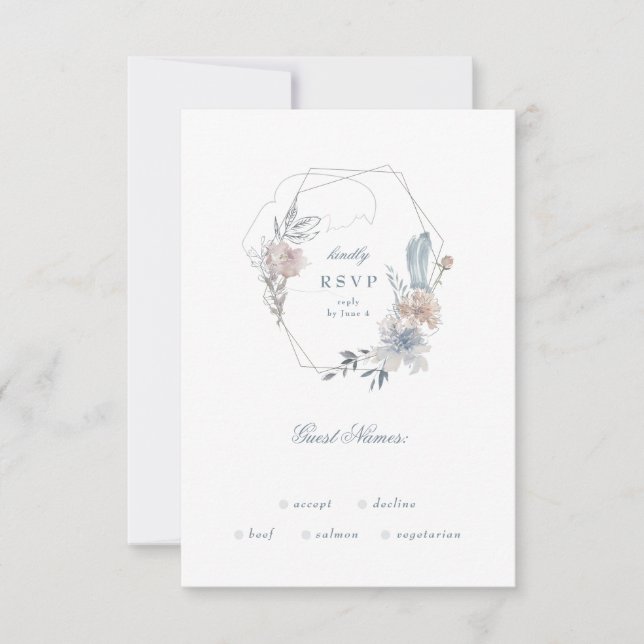 Romantisk Blommigt Vattenandningsfärg Monogram OSA Kort (Framsida)
