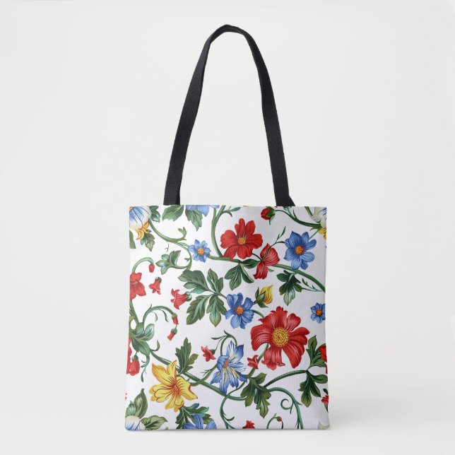 Romantisk Blommigt Vine Tote Bag Tygkasse (Framsida)