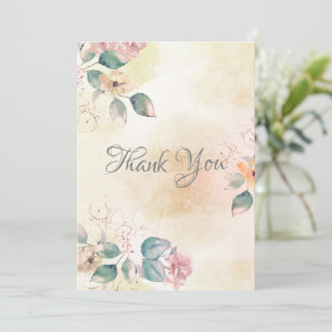Romantisk Blommigt Watercolor Bröllop Tack Kort