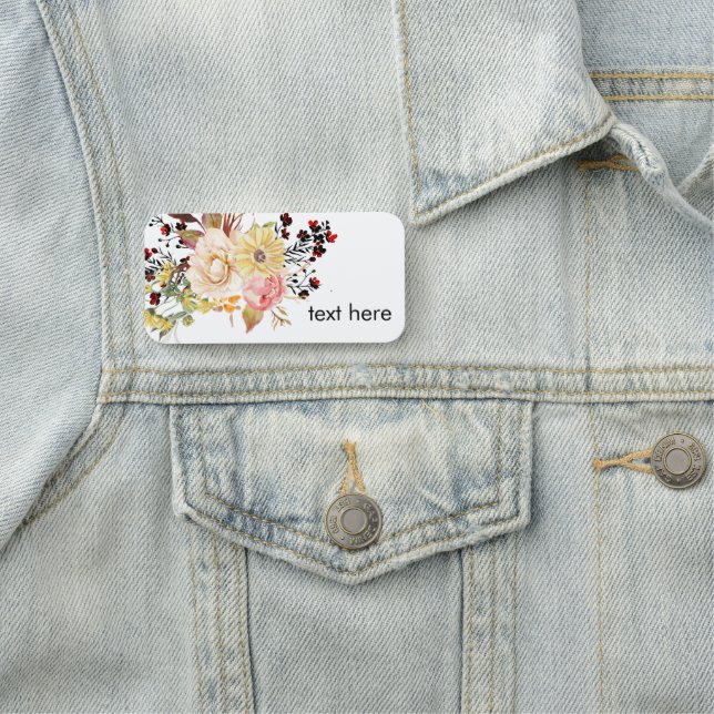 Romantisk blommigt, Watercolor Classic Namn bricka Namnbricka (På plats)