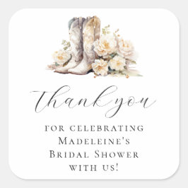 Romantisk Blommigt Watercolor Cowgirl Möhippa Fyrkantigt Klistermärke