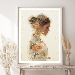 Romantisk Blommigt Woman Silhouette Anpassningsbar Poster
