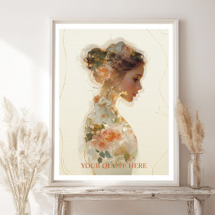 Romantisk Blommigt Woman Silhouette Anpassningsbar Poster