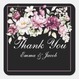 Romantisk Blomning Floral Peon </s> becomes Fyrkantigt Klistermärke