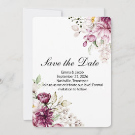 Romantisk Blomning Floral Peony Spara Datumet