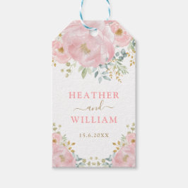 Romantisk Blomning Mjuk Pastell Rosa Akvarell Blom Presentetikett