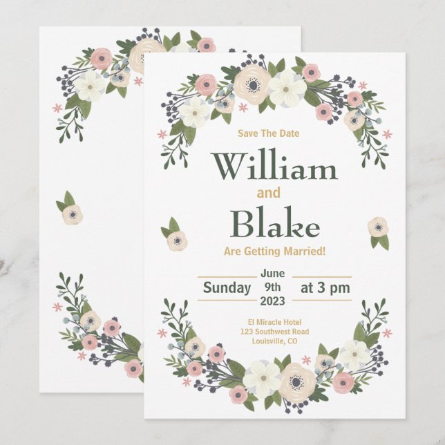 Romantisk blomster botanisk Spara datum  Datumet (Fram/baksida)