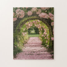 Romantisk blomsterbåge trädgårdsstig för kvinnor