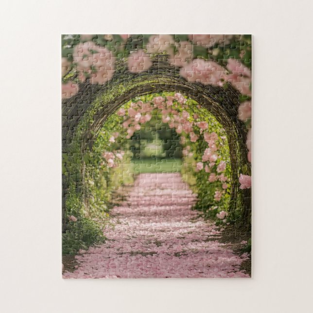 Romantisk blomsterbåge trädgårdsstig för kvinnor pussel (Vertikal)