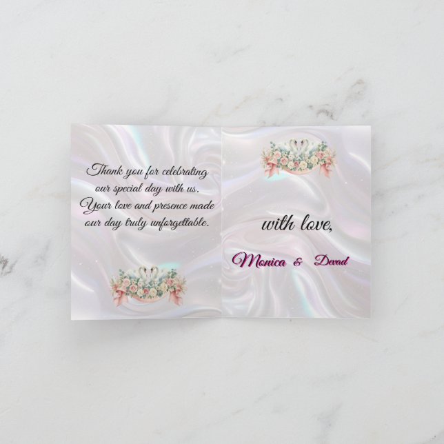Romantisk blomsterbröllopsdesign tack kort (Inuti)