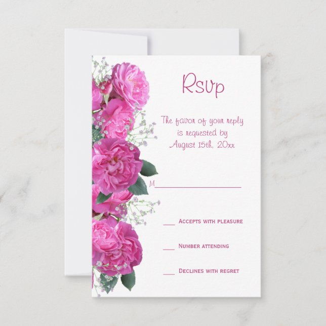 Romantisk blomsterbukett bröllop RSVP OSA Kort (Framsida)