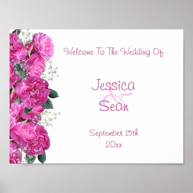 Romantisk blomsterbukett bröllop välkommen poster (Framsidan)