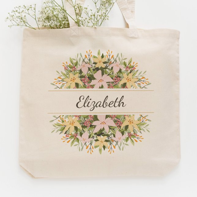 Romantisk blomsterbukett bröllopspresent tygkasse (Skapare uppladdad)
