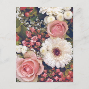 Romantisk blomsterbukett vykort