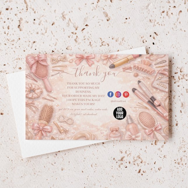 Romantisk blomsterfrisör branding tack kort (Skapare uppladdad)