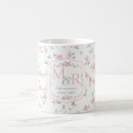 Romantisk blomsterinitial | Vintage Cottagecore Kaffemugg
