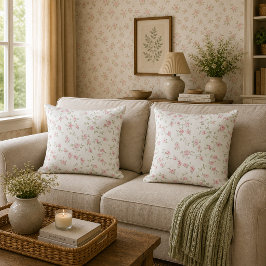 Romantisk blomsterinitial | Vintage Cottagecore Kudde