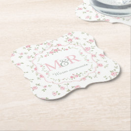 Romantisk blomsterinitial | Vintage Cottagecore Underlägg Papper