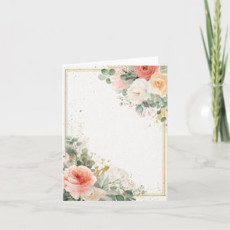 Romantisk blomsterkant med förgyllda detaljer anteckningskort