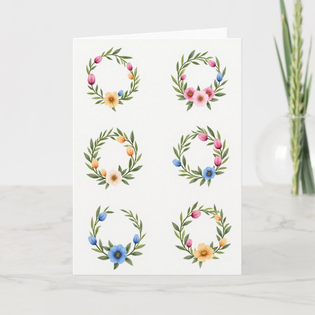 Romantisk blomsterkärlek vattenfärgkort kort (Framsida)