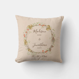 Romantisk blomsterkrans med text Greenery Personli Kudde