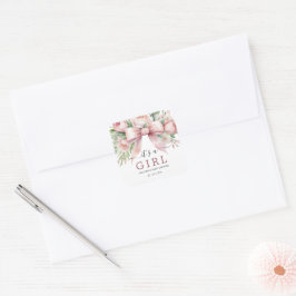 Romantisk blomsterrosa slinga baby shower fyrkantigt klistermärke