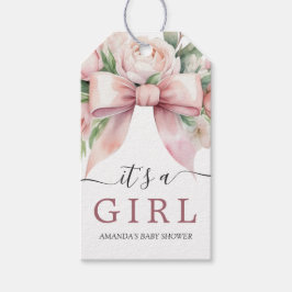 Romantisk blomsterrosa slinga baby shower presentetikett