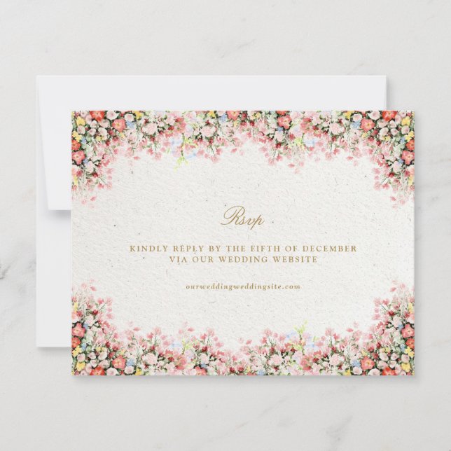 Romantisk blomsterträdgård Château bröllopswebbpla OSA Kort (Framsida)