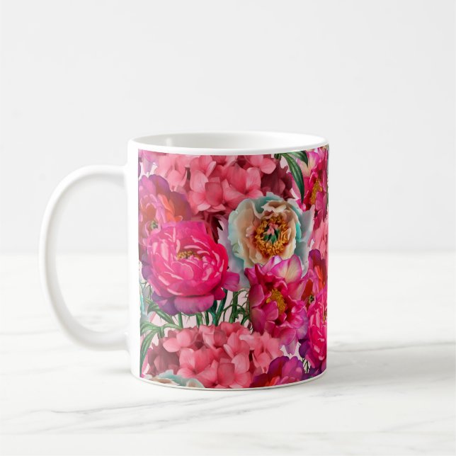 Romantisk blomsterträdgård kaffemugg (Vänster)