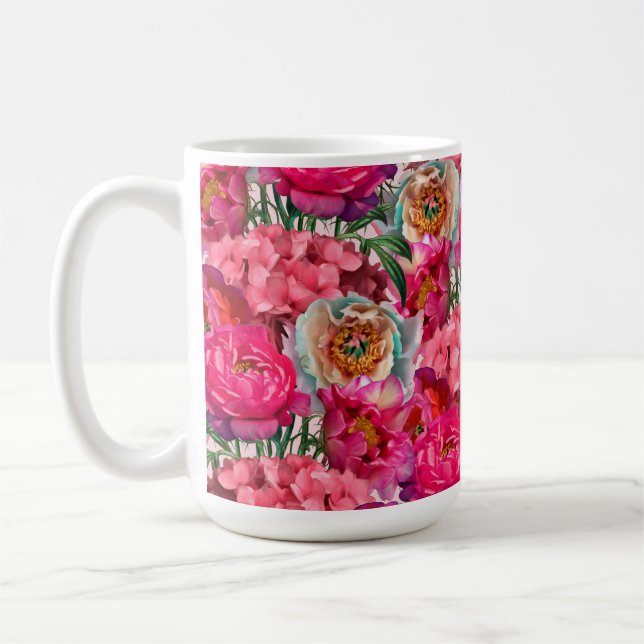Romantisk blomsterträdgård kaffemugg (Vänster)