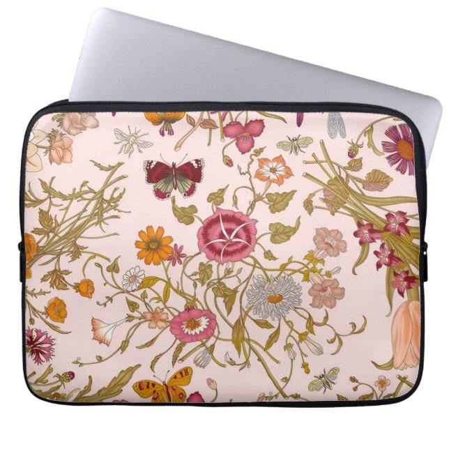 Romantisk blomsterträdgård laptop fodral (Framsidan)