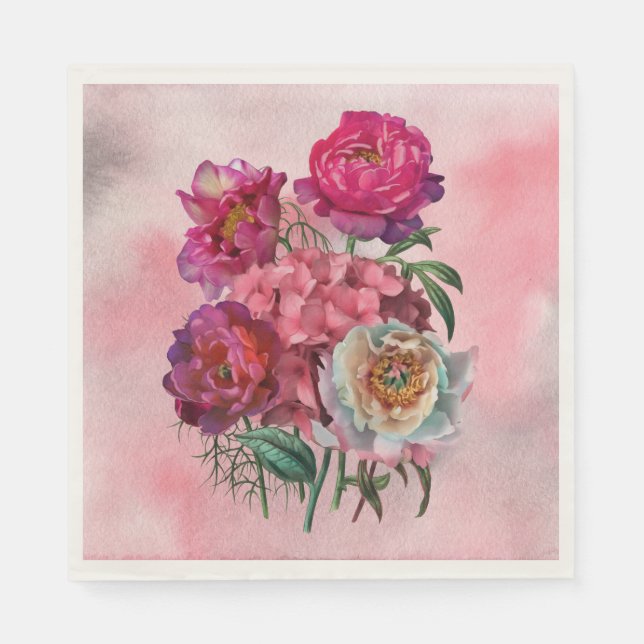 Romantisk blomsterträdgård pappersservett (Framsidan)