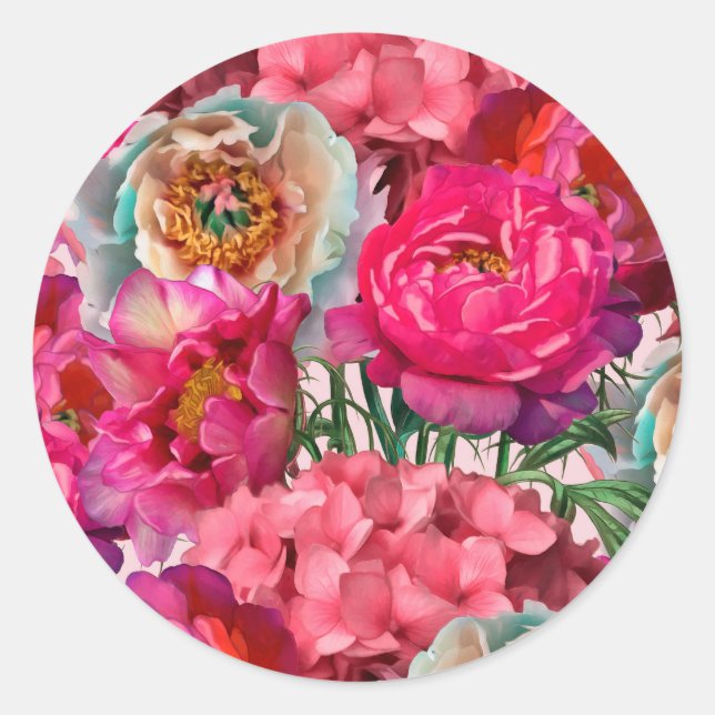 Romantisk blomsterträdgård runt klistermärke (Framsida)