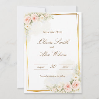 Romantisk blomstilig Spara datum Dusty Blush Peo