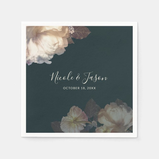Romantisk Blooms Elegant Blommigt Bröllop Pappersservett (Framsidan)