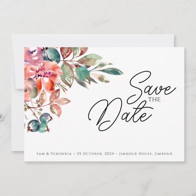 Romantisk Blush Mauve Horisontell Save the Date-ko Spara Datumet (Framsida)