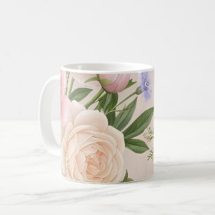 Romantisk Blush Rosenträdgård Blommönster Kaffemugg