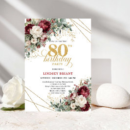Romantisk Bohemsk Burgund 80-årsfirande Inbjudningar