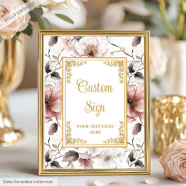 Romantisk boho dusty rosa blommor guld 8x10-tecken poster