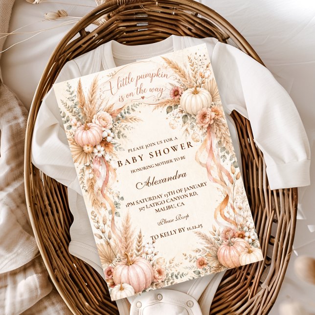 Romantisk Boho Liten Pumpa Bebis Shower Inbjudningar (Skapare uppladdad)
