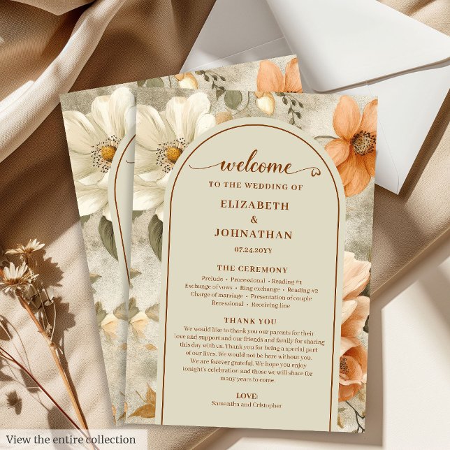 Romantisk Boho Neutral Beige Oliv Blommig Program (Romantic Boho Neutral Beige Olive Floral Program)