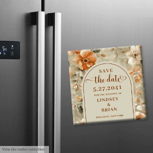 Romantisk Boho Neutral Beige Olivgrön Blommig Rädd Magnet